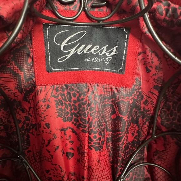 Vtg Y2K Guess Red Wool Blend Peacoat Jacket w/ Belt W Sz SM/M Winter Outerwear - Picture 6 of 16